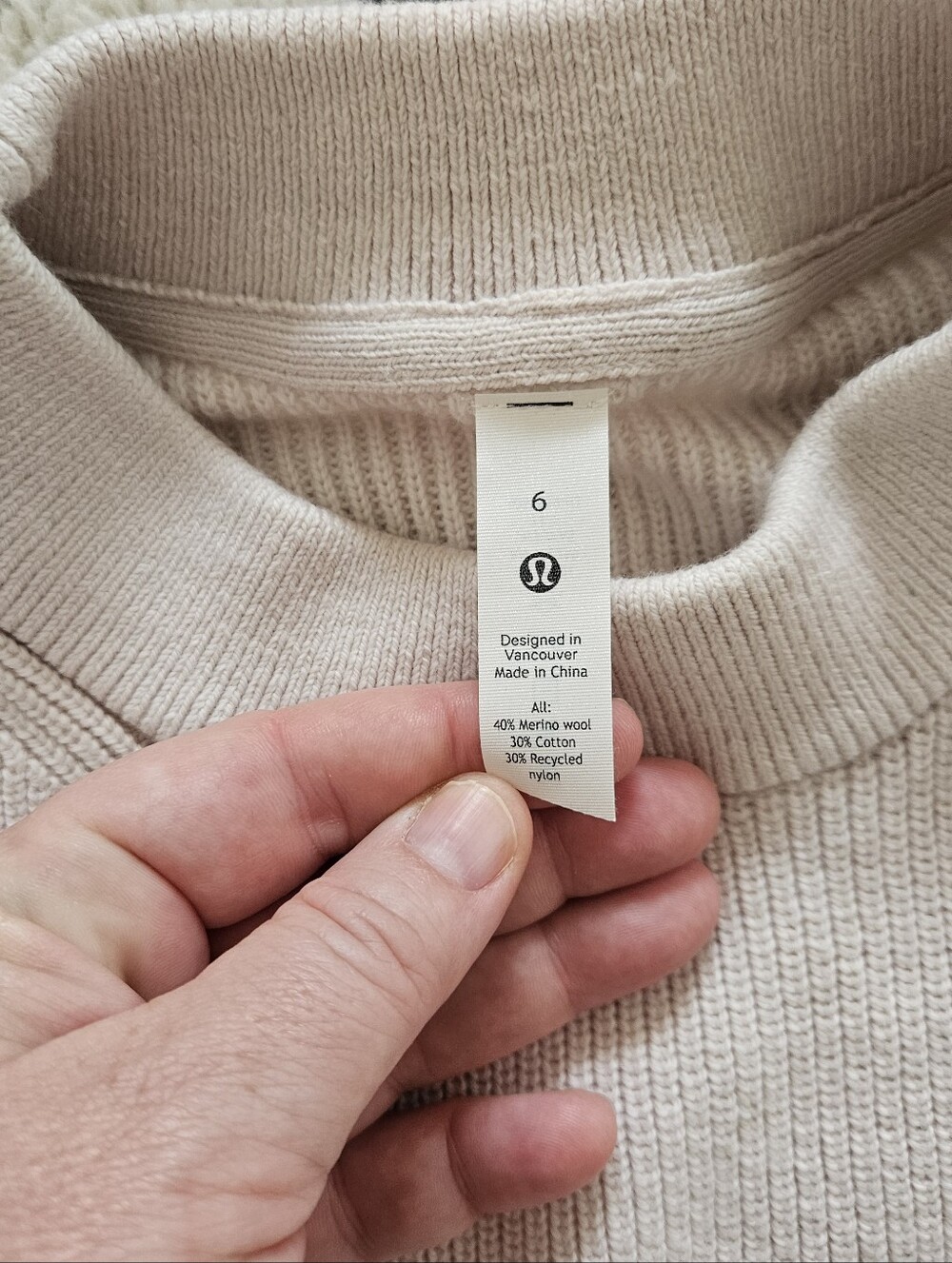 Lululemon Athletica Cream Crewneck Pullover Sweater Size 6 - Picture 5 of 6